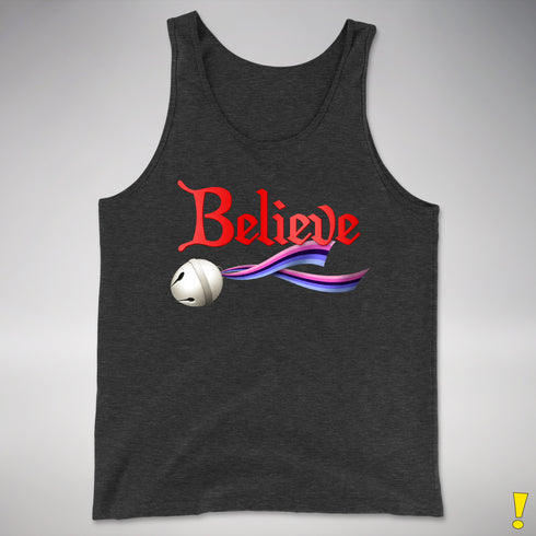 Believe Omnisexial Pride Flag Jingle Bell Premium Tank Top - Charcoal Triblend